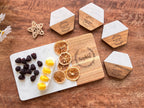 Personalized Marble and Wood Charcuterie Board with Matching Coasters Set