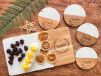 Personalized Marble and Wood Charcuterie Board with Matching Coasters Set