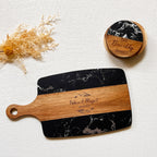 Personalized Black Marble and Wood Charcuterie Board Set