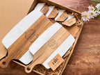 Personalized Black Marble and Wood Charcuterie Board Set