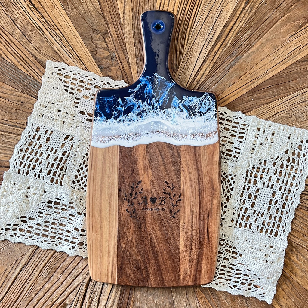 Personalized Ocean Resin Cutting Board with Handle