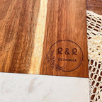Personalized Marble & Acacia Charcuterie Board Gift Set with Engraved Coasters