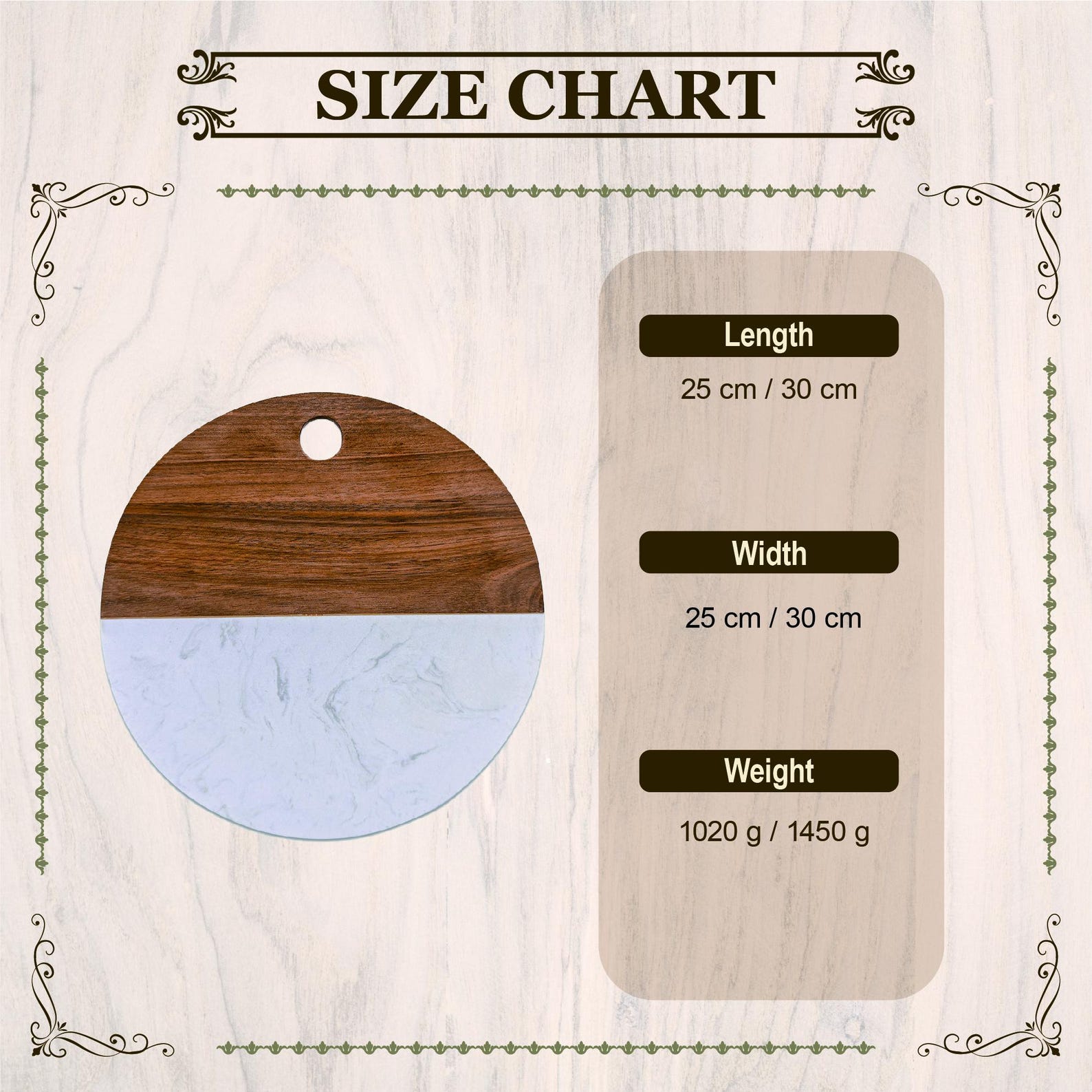 Personalized Round Marble and Wood Charcuterie Board with Coasters