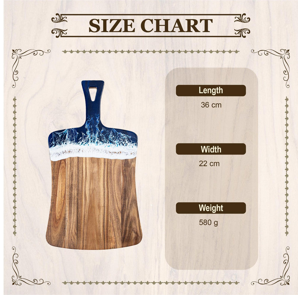 Personalized Wooden Ocean Wave Resin Cutting Board Serving Tray