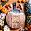 Personalized Wedding Charcuterie Board with Ocean Resin