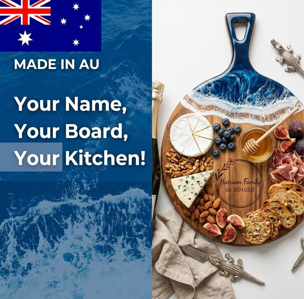 Personalized Ocean Wave Resin Charcuterie Board