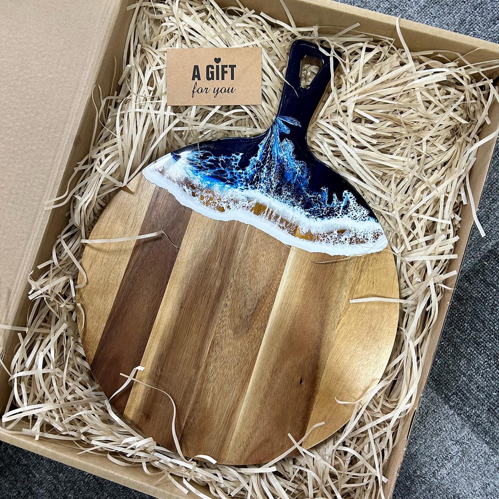 Personalized Ocean Wave Resin Charcuterie Board