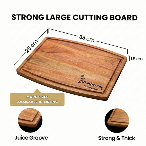 Custom Engraved Acacia Cutting Board — Wedding & Engagement Gift