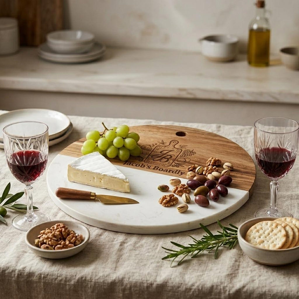 Personalized Round Marble Charcuterie Board