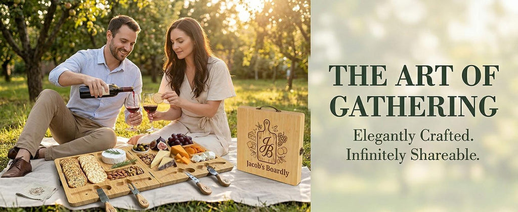 Personalized Foldable Bamboo Charcuterie Board Set