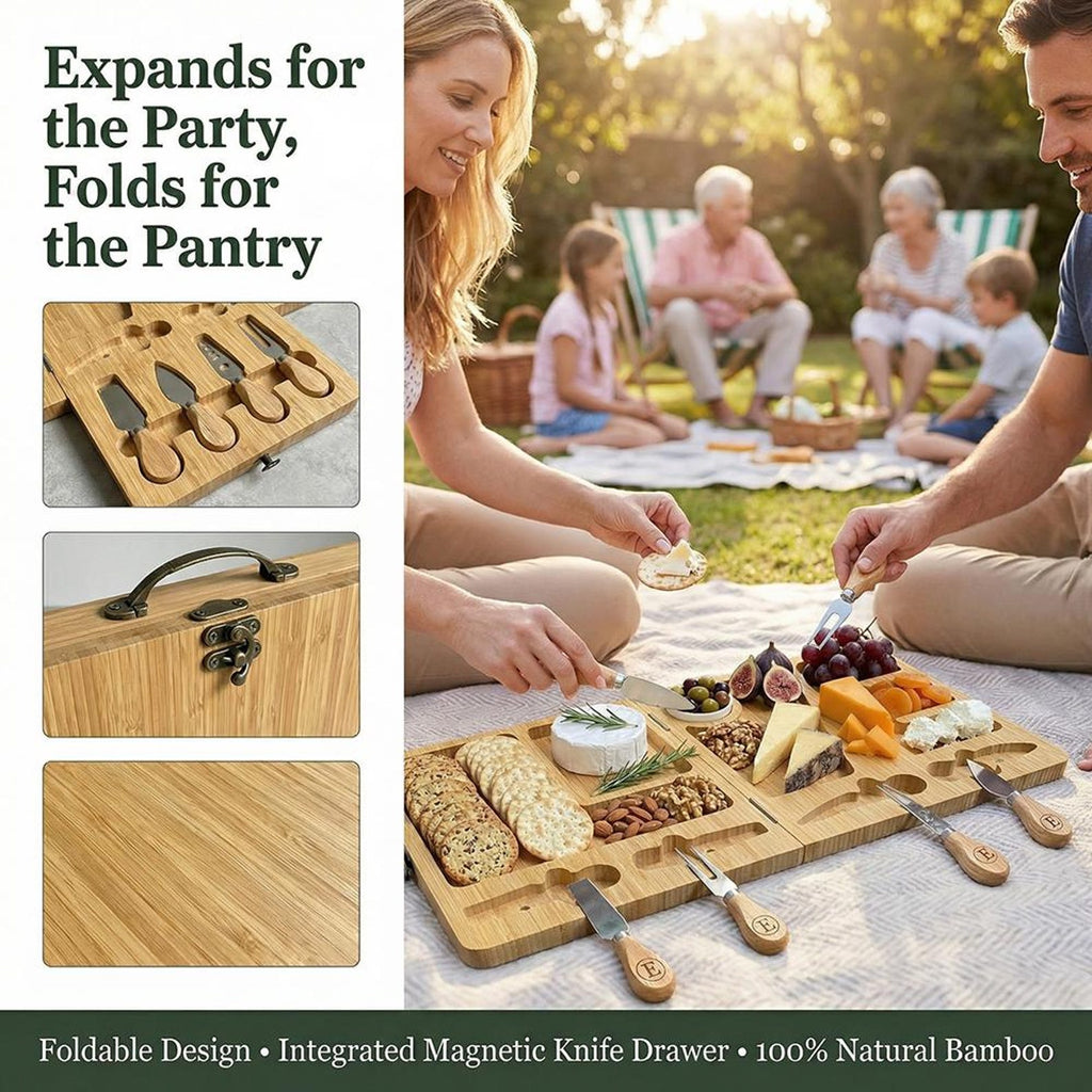 Personalized Foldable Bamboo Charcuterie Board Set