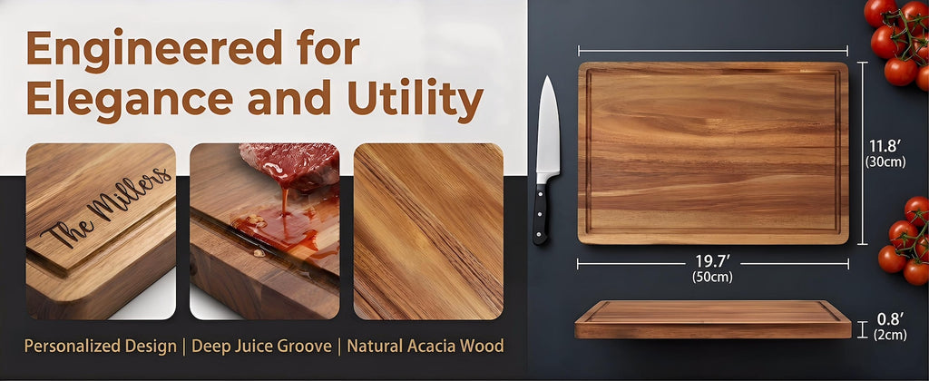 Personalized Acacia Wood Cutting Board and Steak Serving Platter