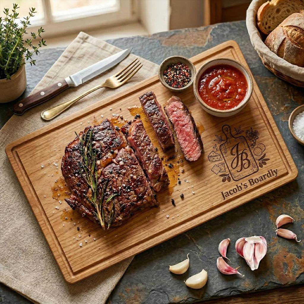 Personalized Acacia Wood Cutting Board and Steak Serving Platter
