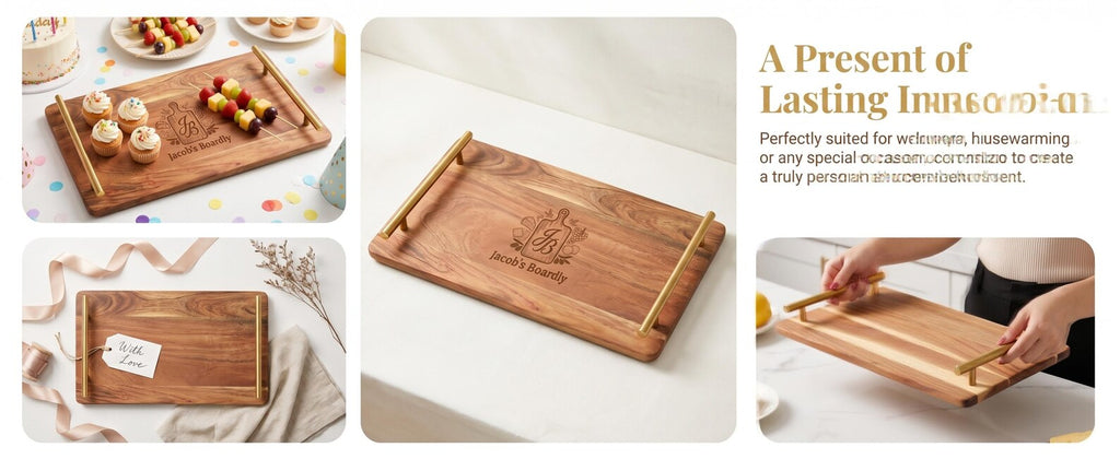 Personalized  Gold Serving Tray with Handles