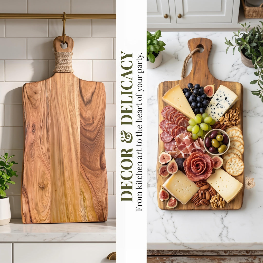 Personalized live edge charcuterie board with handle