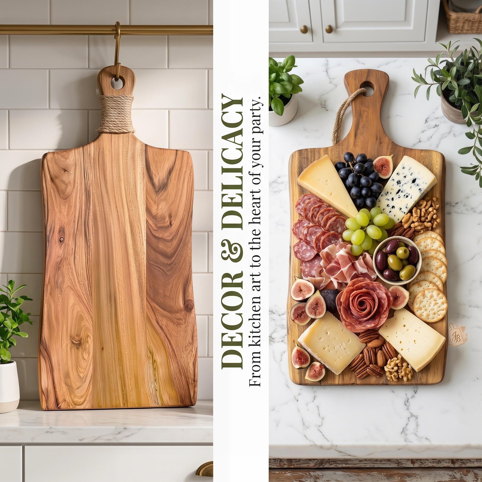 Personalized live edge charcuterie board with handle