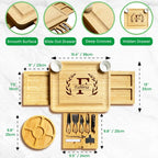 Personalized Bamboo Charcuterie Board with 3 Drawers & Tray