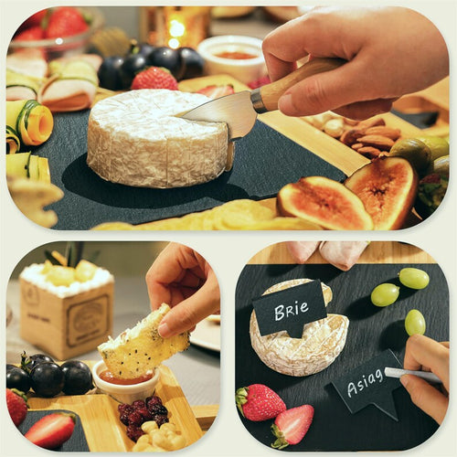 Custom Engraved Bamboo Cheese Board with Drawer & Knife Set