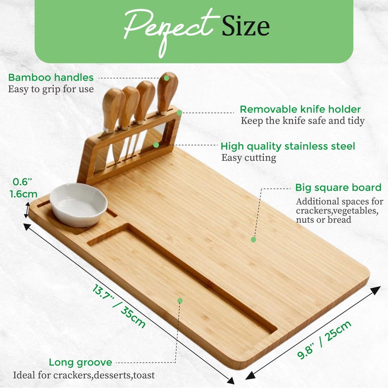 Custom Bamboo Charcuterie Board with Magnetic Knife Storage