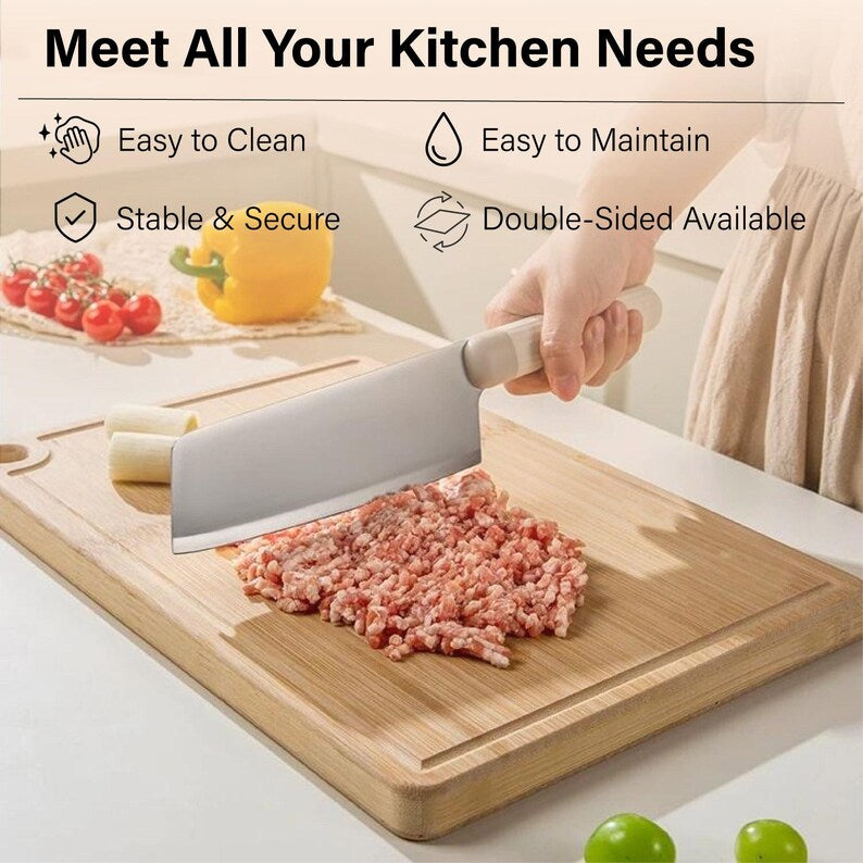 Custom Whole Bamboo Cutting Board with Stand | Mother's Day Gift