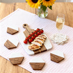 Personalized Marble & Wood Cheese Board with 4 Coasters - Wedding Gift