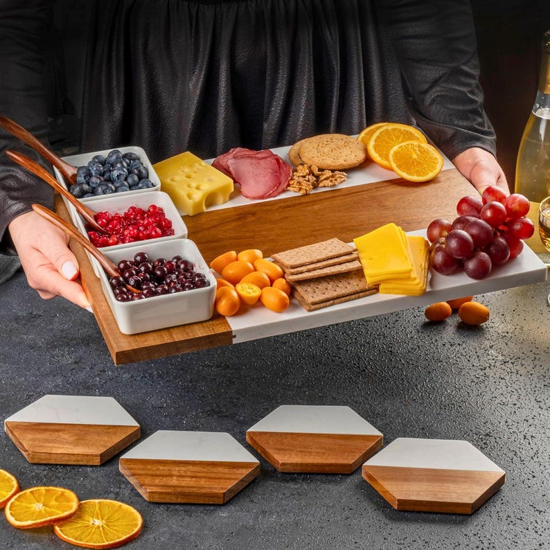 Personalized Marble Wood Charcuterie Board, Cheese Board, Wedding Gift for Couple, Anniversary Gift, Housewarming Gift, Engagement Gift