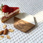 Personalized Marble & Wood Cheese Board with 4 Coasters - Wedding Gift