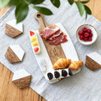 Personalized Marble & Wood Cheese Board with 4 Coasters - Wedding Gift