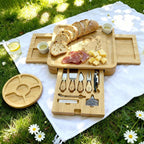 Personalized Christmas Bamboo Charcuterie Board with 3 Drawers & Utensils Set