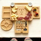 Personalized Christmas Bamboo Charcuterie Board with 3 Drawers & Utensils Set