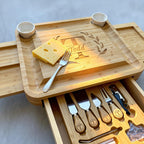 Personalized Christmas Bamboo Charcuterie Board with 3 Drawers & Utensils Set