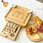 Personalized Bamboo Charcuterie Board with 3 Drawers & Tray