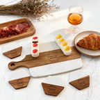 Personalized Marble & Wood Cheese Board with 4 Coasters - Wedding Gift