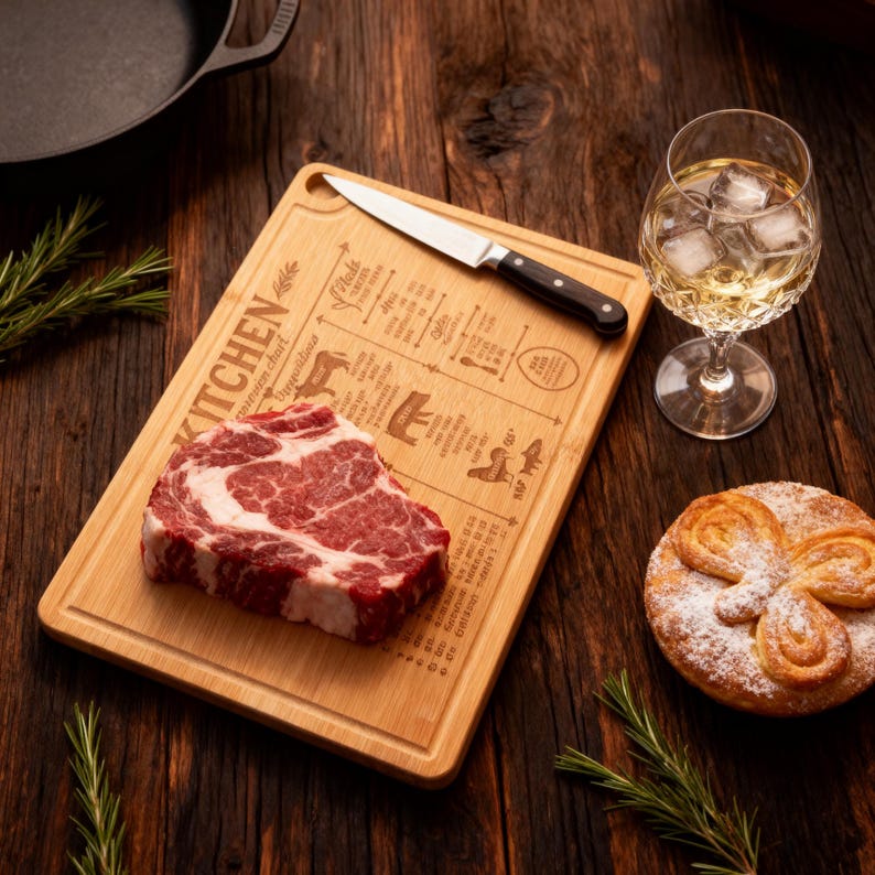 Custom Whole Bamboo Cutting Board with Stand | Mother's Day Gift