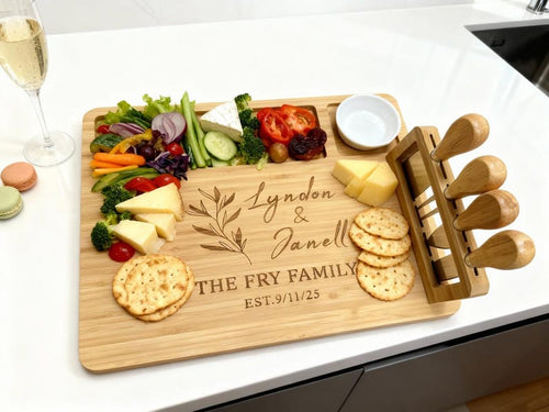 Custom Bamboo Charcuterie Board with Magnetic Knife Storage