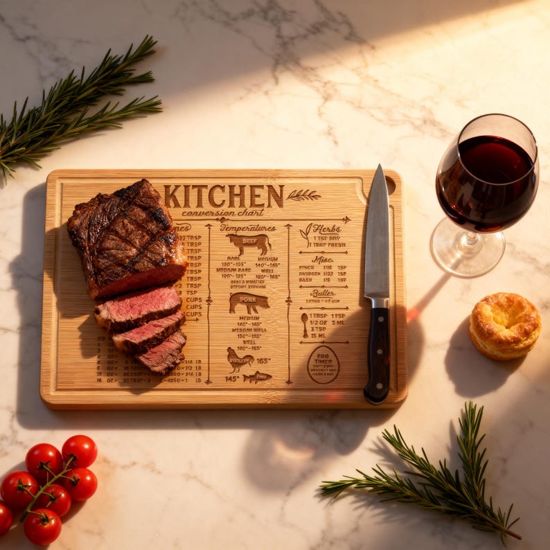 Custom Whole Bamboo Cutting Board with Stand | Mother's Day Gift