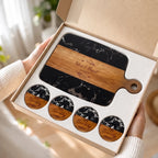 personalized-black-marble-wood-board-coaster-gift-set