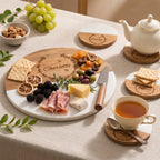 personalized-round-marble-wood-charcuterie-board-tea-setting