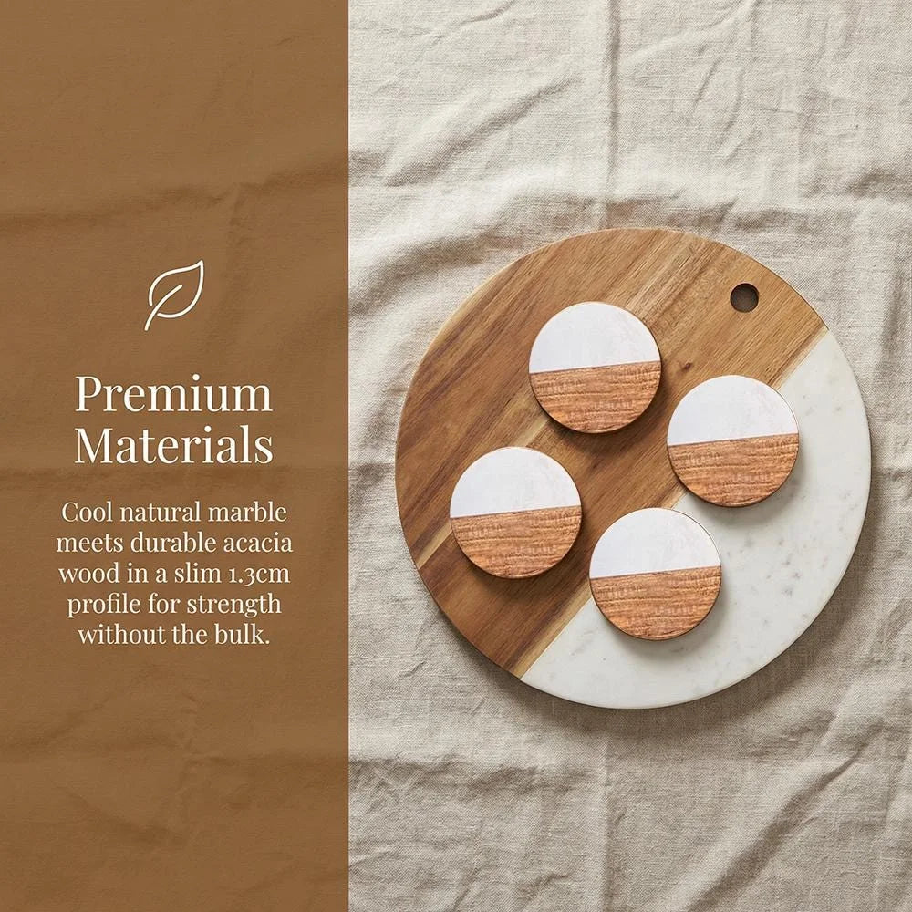 round-marble-wood-drink-coaster-set