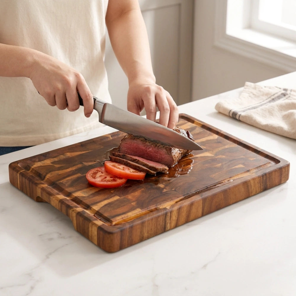 slicing_meat_on_blank_end_grain_cutting_board